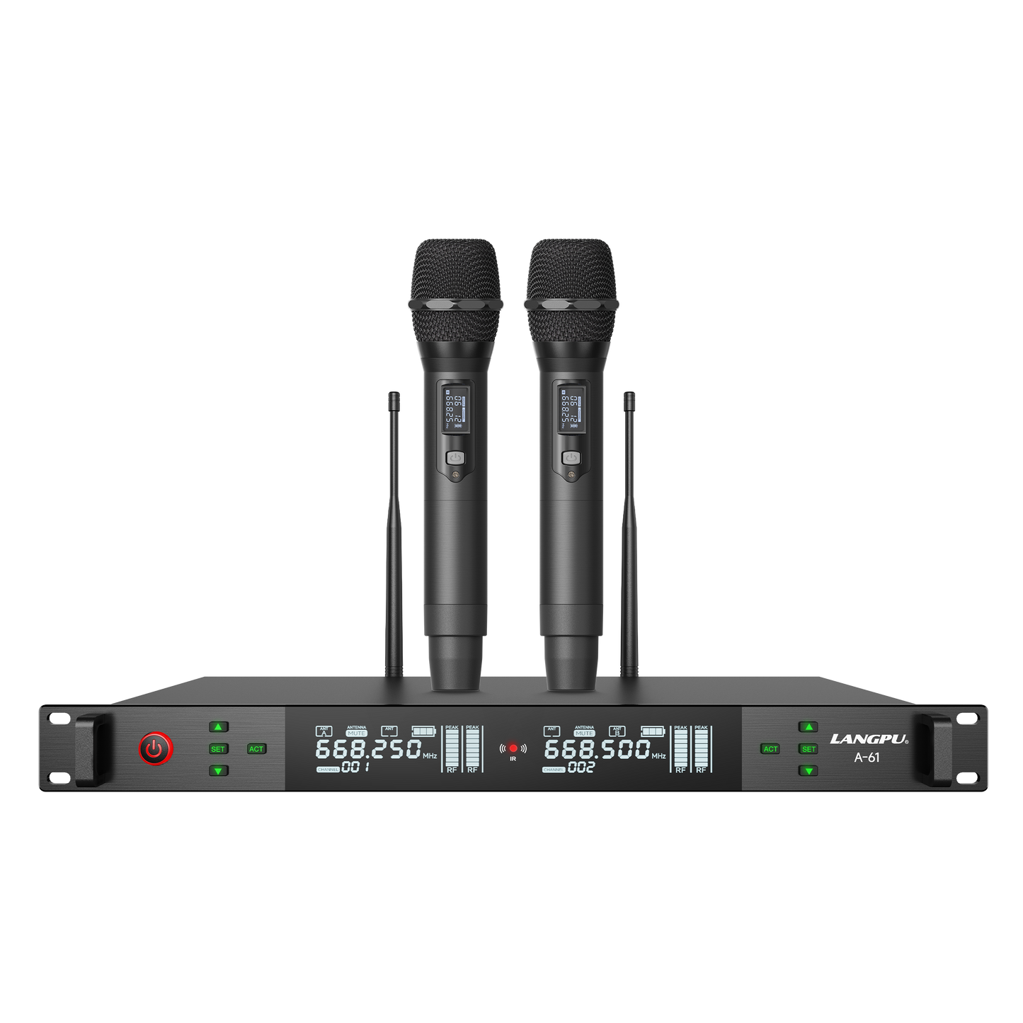 A-61 | Dual-Channel UHF Wireless Microphone System / Auto-Scan