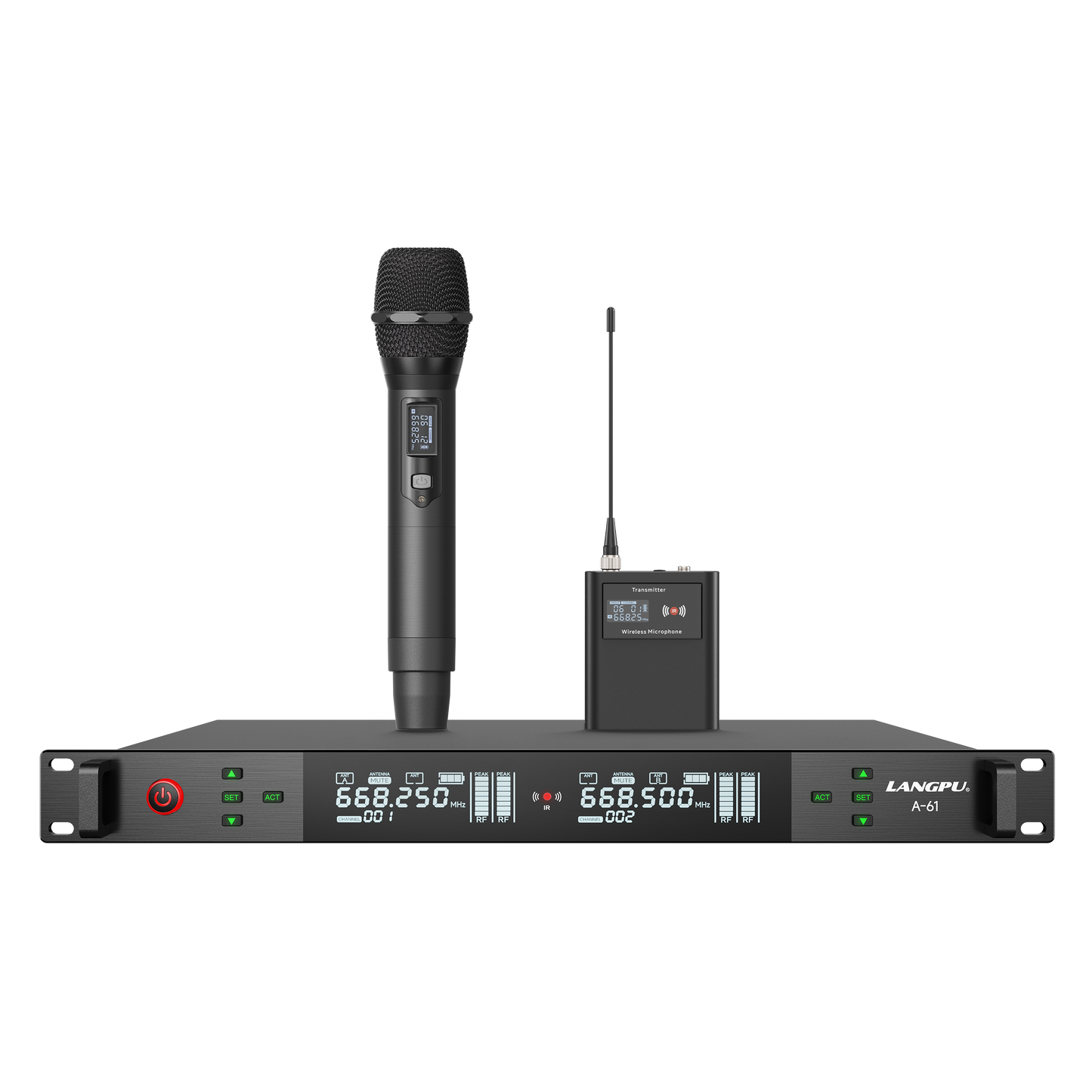 A-61 | Dual-Channel UHF Wireless Microphone System / Auto-Scan