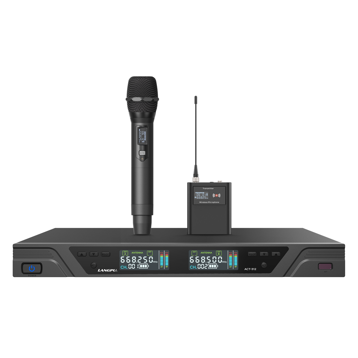 ACT-312 | Dual-Channel UHF Wireless Microphone System / Auto-Scan