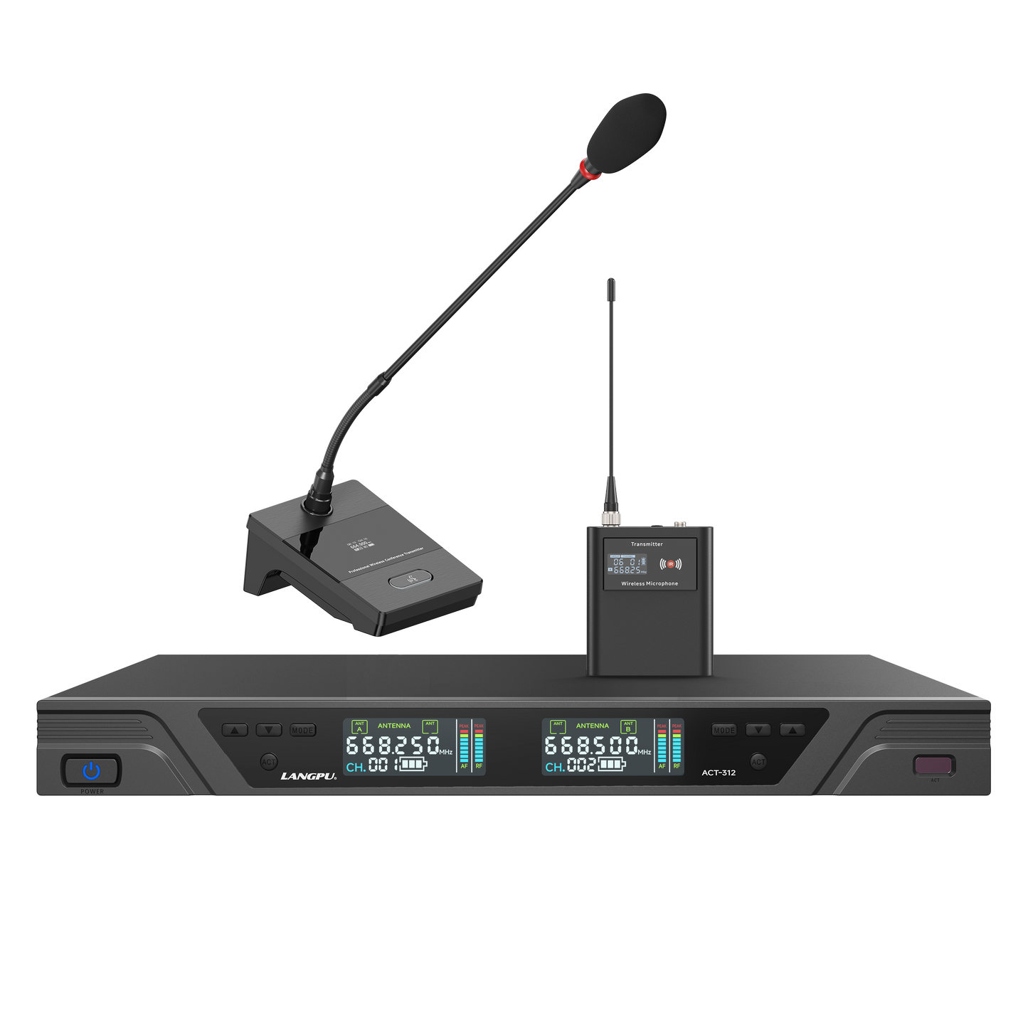 ACT-312 | Dual-Channel UHF Wireless Microphone System / Auto-Scan