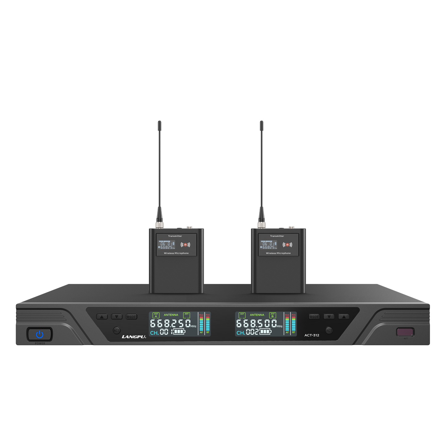 ACT-312 | Dual-Channel UHF Wireless Microphone System / Auto-Scan
