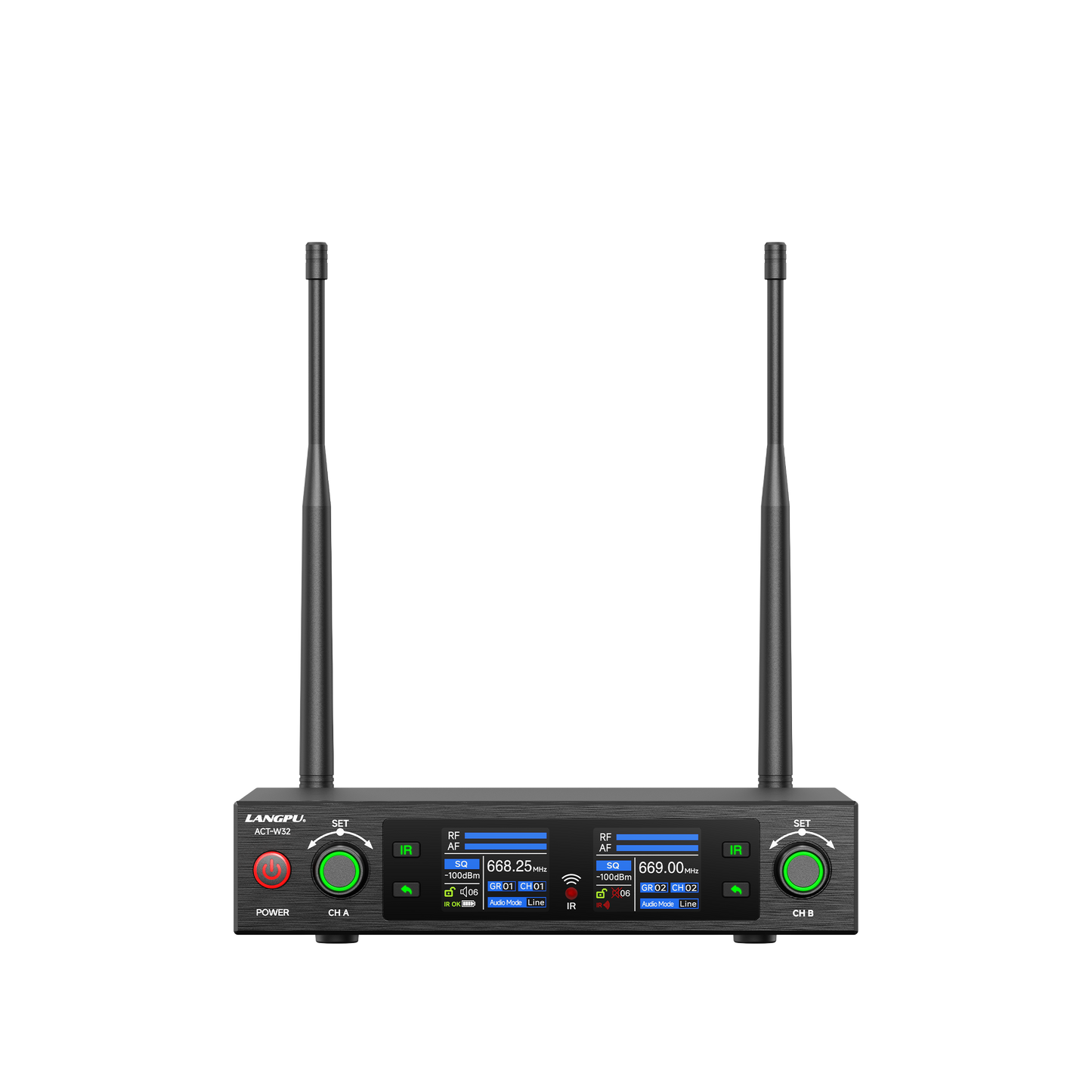 ACT-W32 | Dual-Channel UHF Wireless Microphone System / Auto-Scan