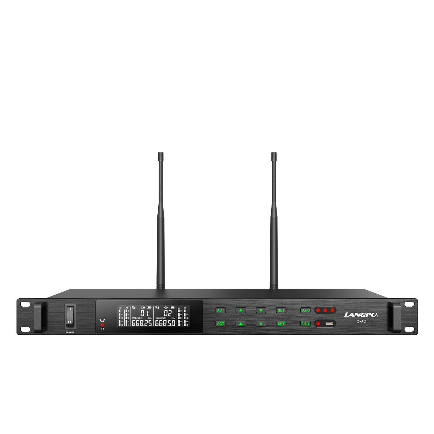 D-62 | Dual-Channel DSP Wireless Microphone System / Auto-Scan