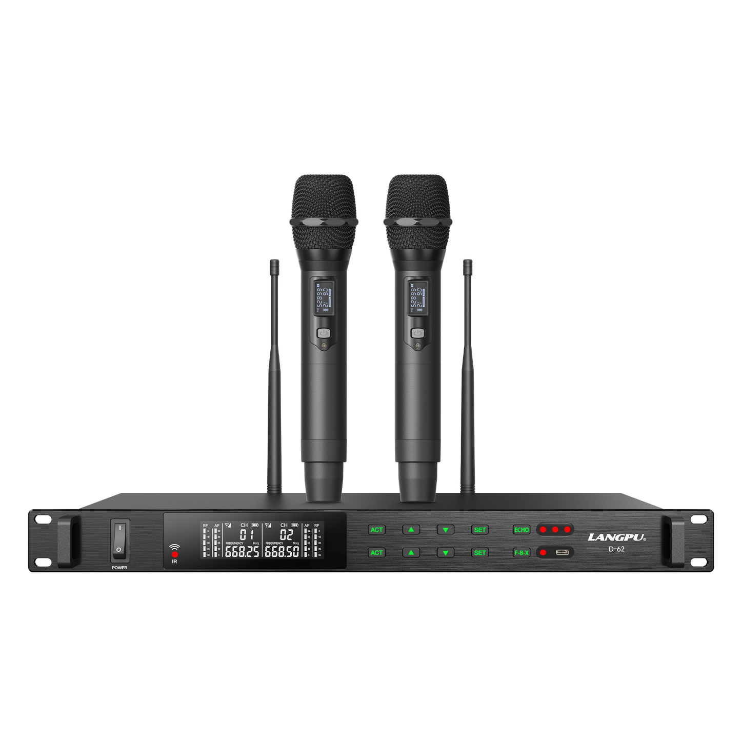 D-62 | Dual-Channel DSP Wireless Microphone System / Auto-Scan